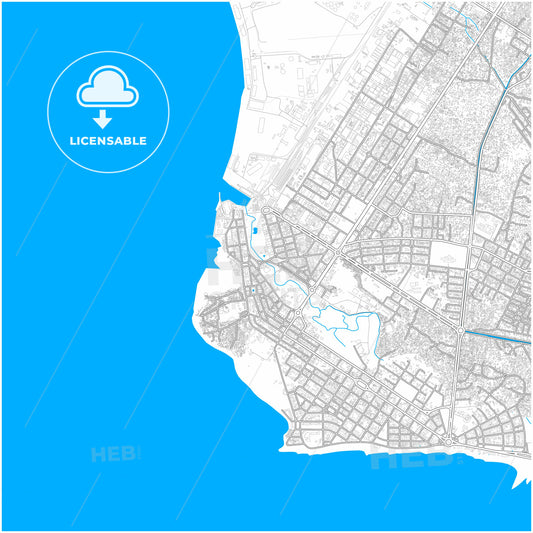 Beira, Mozambique, city map with high quality roads.