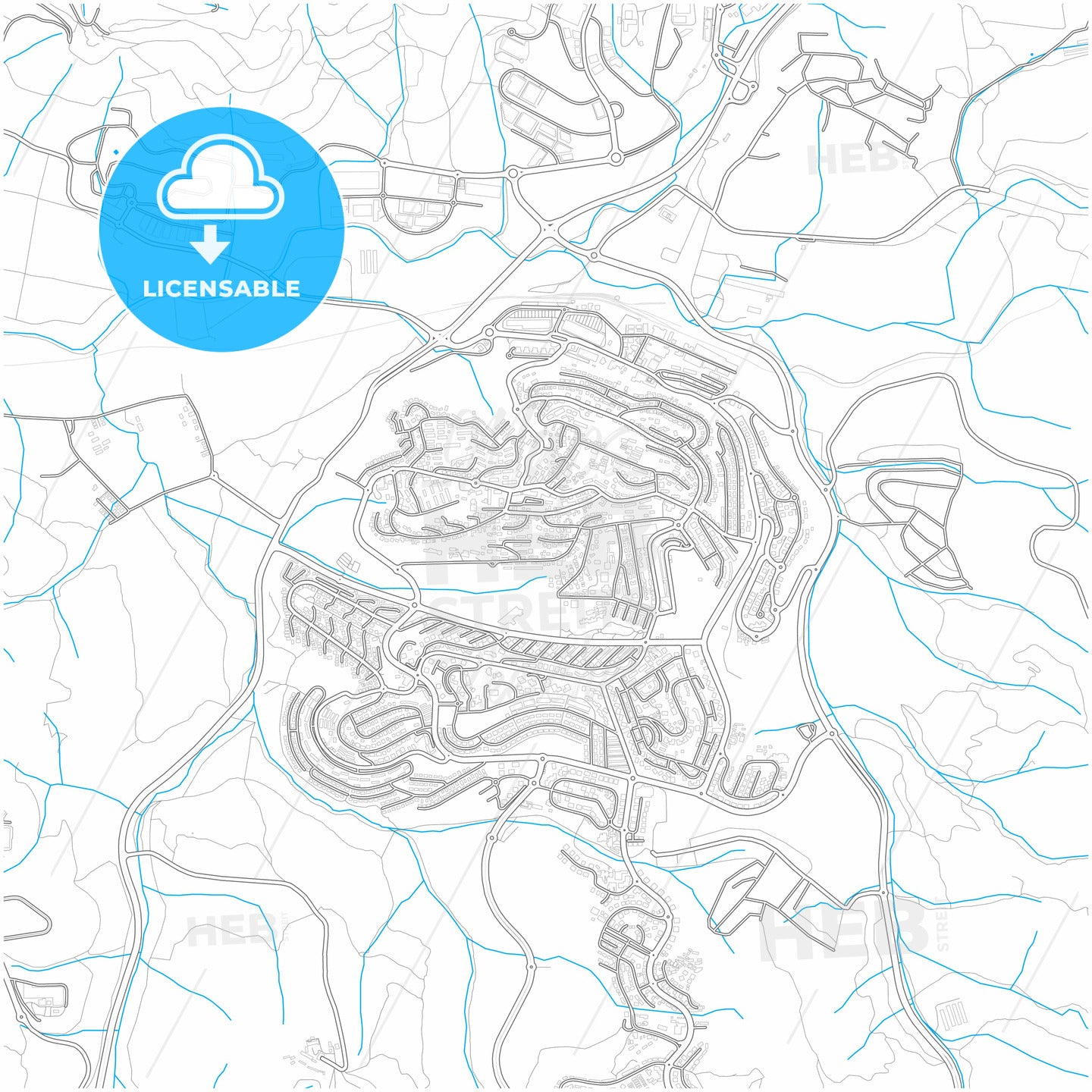 Beit Shemesh, Jerusalem, Israel, city map with high quality roads.