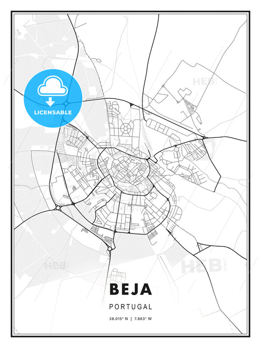 Beja, Portugal, Modern Print Template in Various Formats - HEBSTREITS Sketches