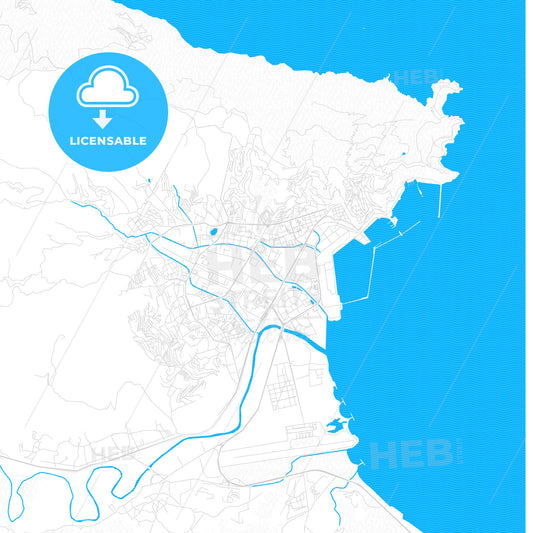 Bejaia, Algeria PDF vector map with water in focus