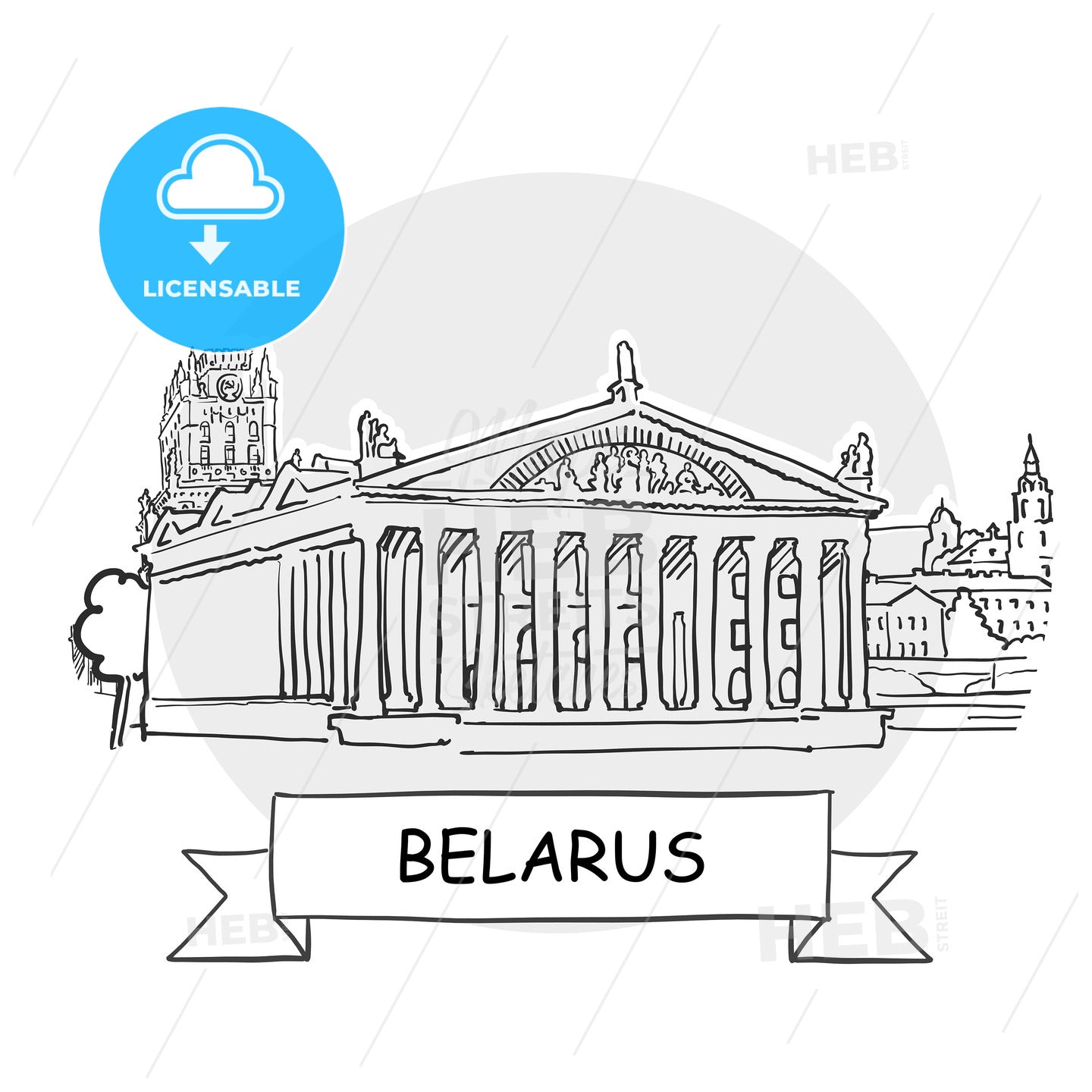 Belarus hand-drawn urban vector sign – instant download