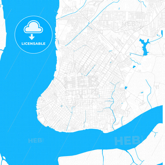 Belem, Brazil PDF vector map with water in focus