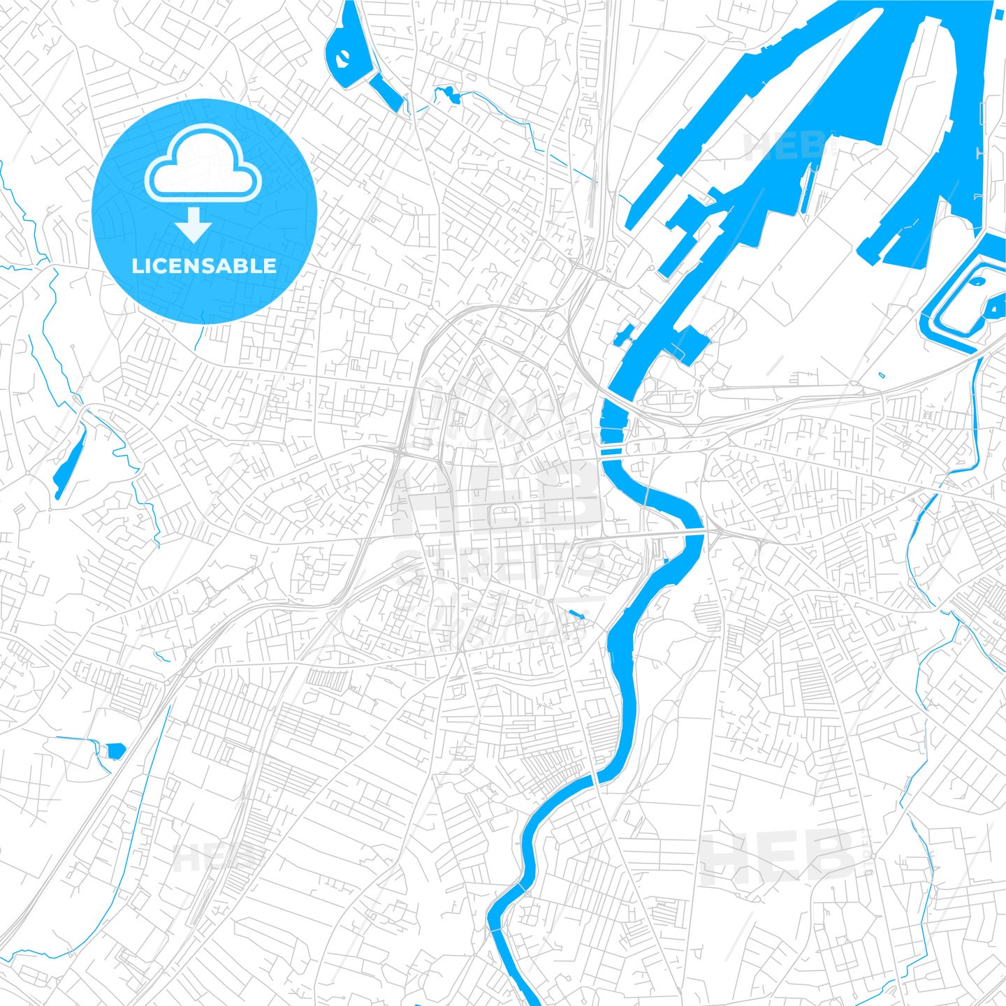 Belfast, Nordirland bright two-toned vector map