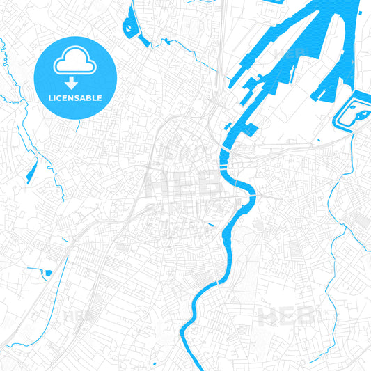 Belfast, Northern Ireland PDF vector map with water in focus