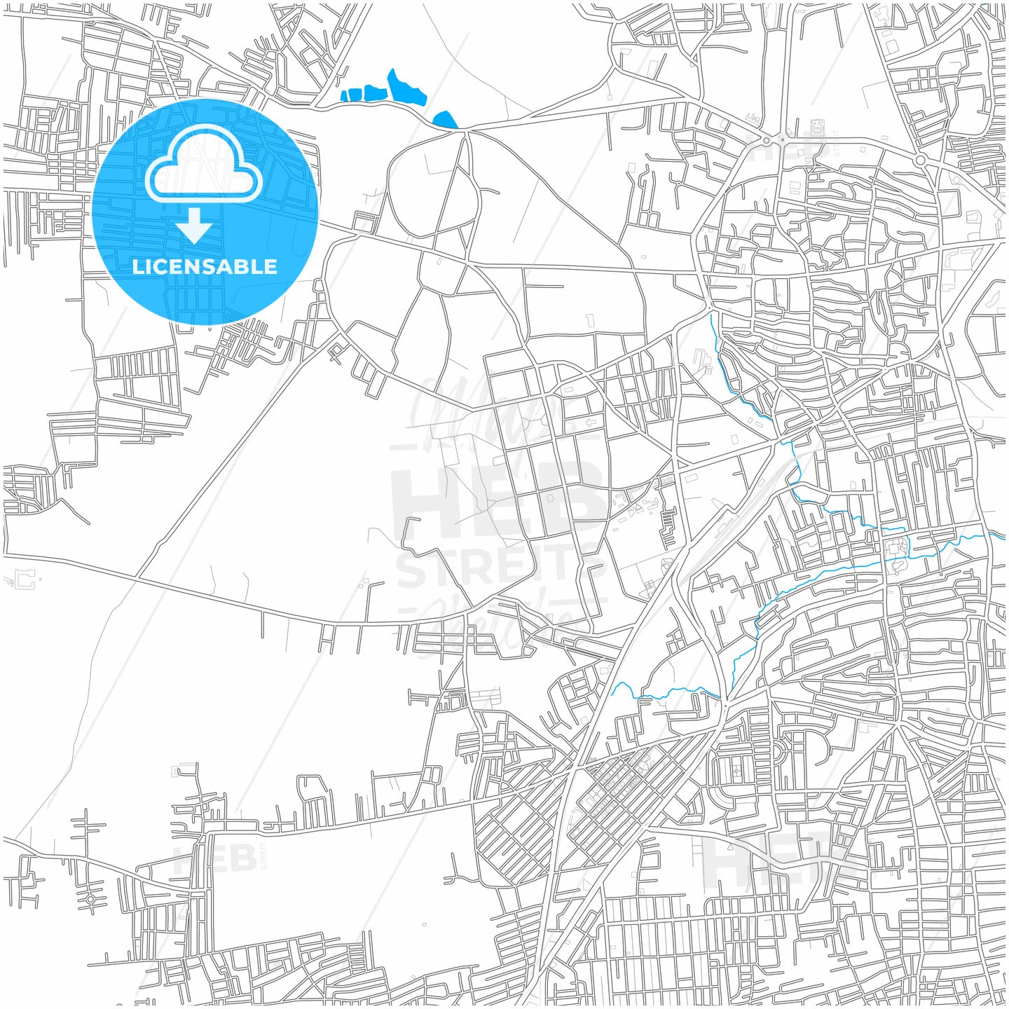 Belgaum, Karnataka, India, city map with high quality roads.