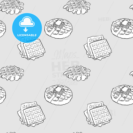 Belgian waffle seamless pattern greyscale drawing – instant download