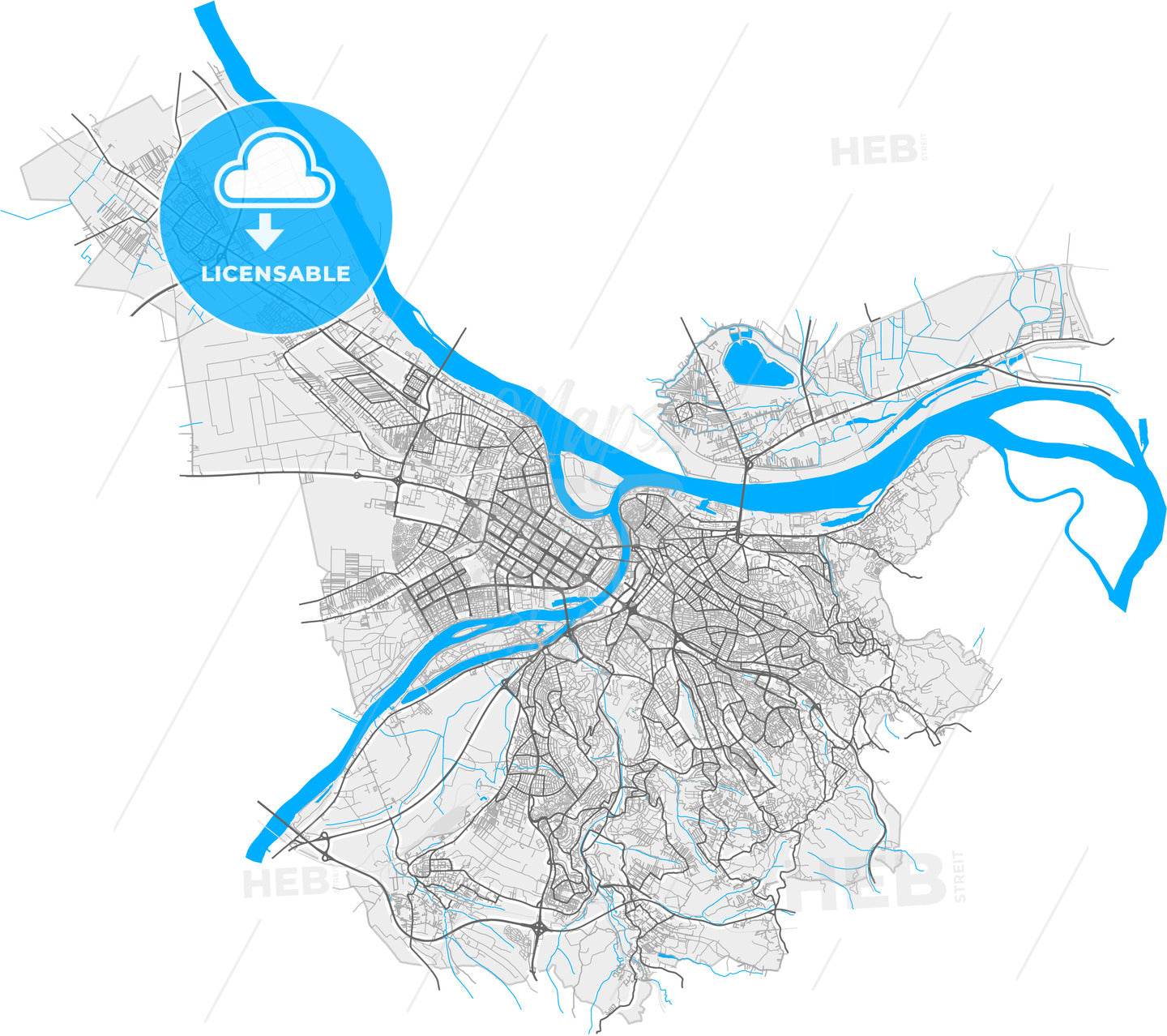 Belgrade, Belgrade, Serbia, high quality vector map