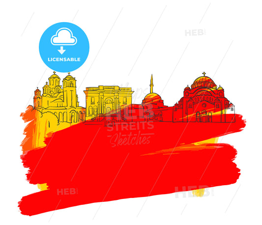Belgrade Colorful Landmark Banner – instant download