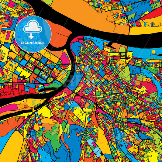 Belgrade Serbia Colorful Map