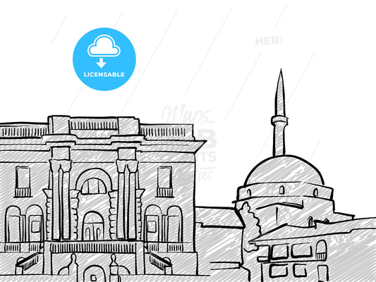 Belgrade, Serbia famous Travel Sketch – instant download