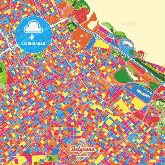 Belgrano, Argentina Crazy Colorful Street Map Poster Template - HEBSTREITS Sketches