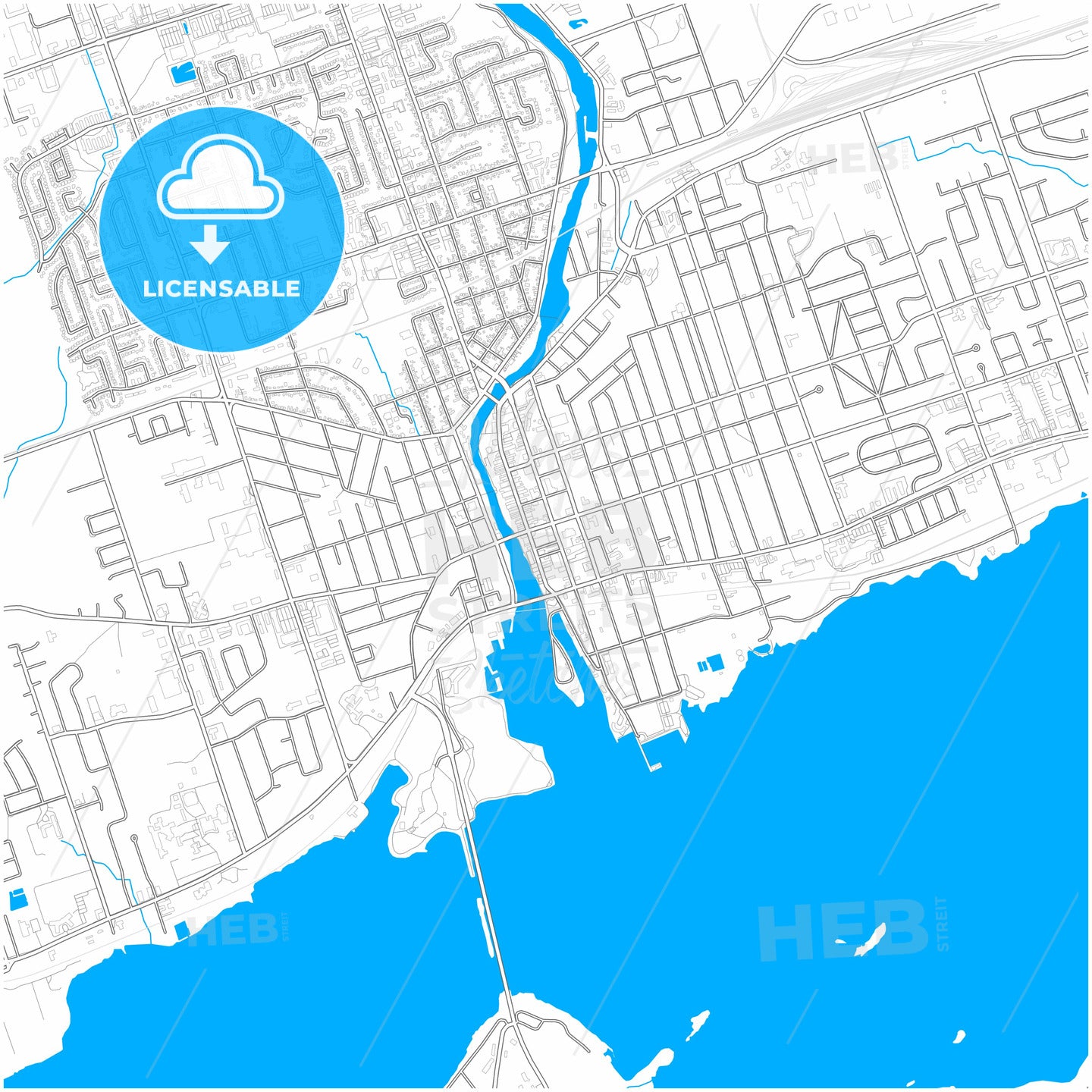 Belleville, Ontario, Canada, city map with high quality roads.