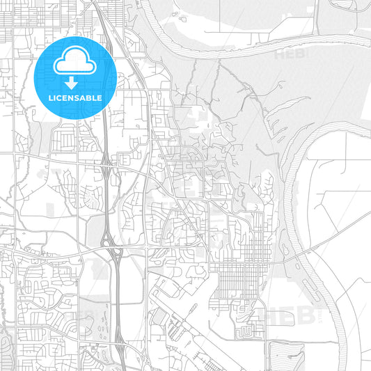 Bellevue, Nebraska, United States of America, bright outlined vector map