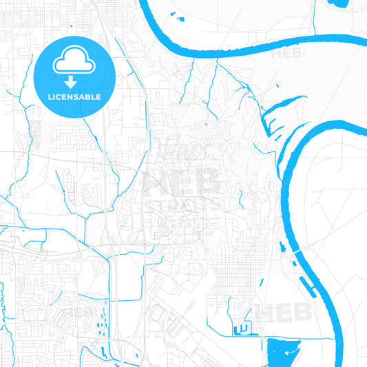 Bellevue, Nebraska, United States, PDF vector map with water in focus