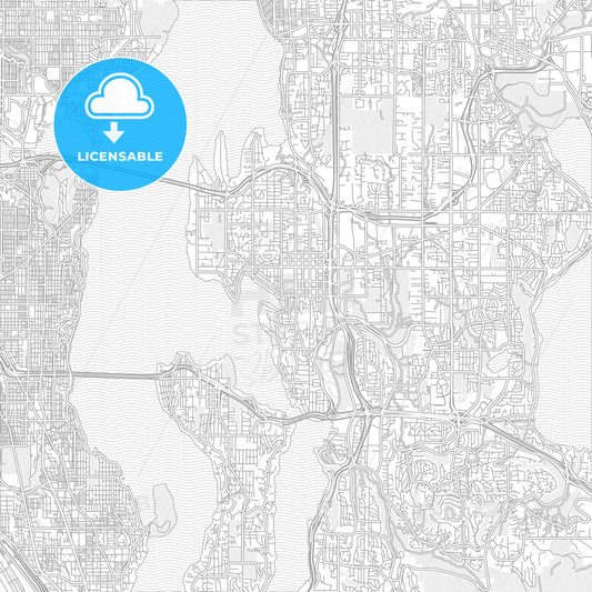 Bellevue, Washington, USA, bright outlined vector map