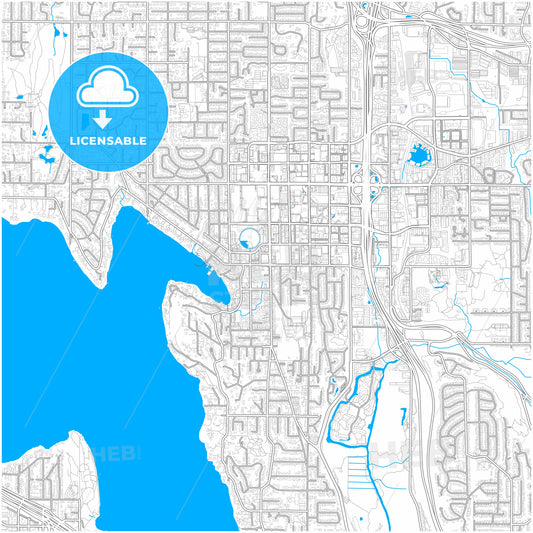 Bellevue, Washington, United States, city map with high quality roads.