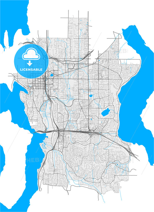 Bellevue, Washington, United States, high quality vector map