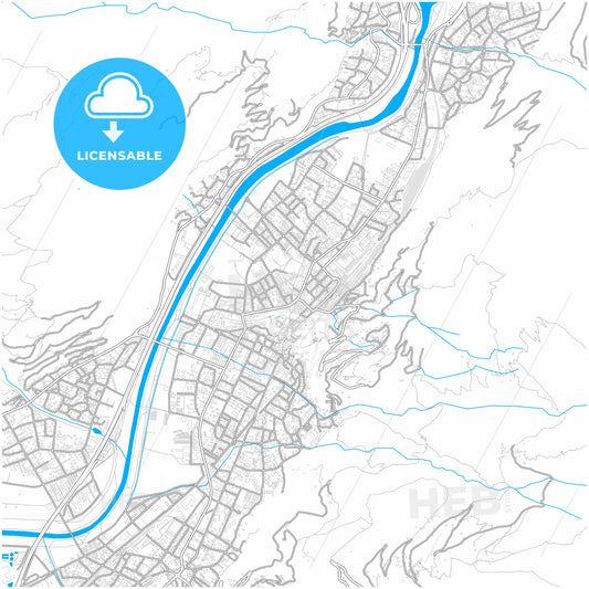 Bellinzona, Switzerland, city map with high quality roads.