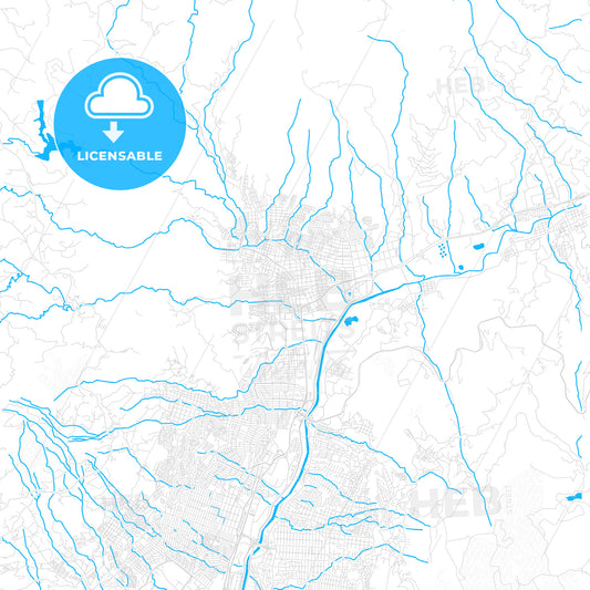 Bello, Colombia PDF vector map with water in focus