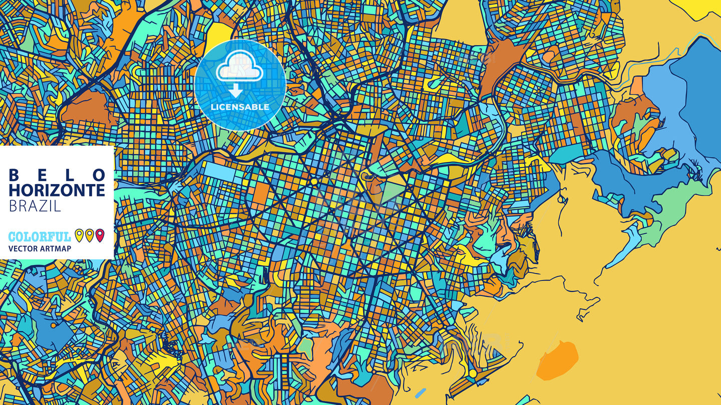 Belo Horizonte, Brazil, Colorful Vector Artmap