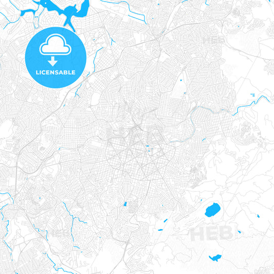 Belo Horizonte, Brazil PDF vector map with water in focus