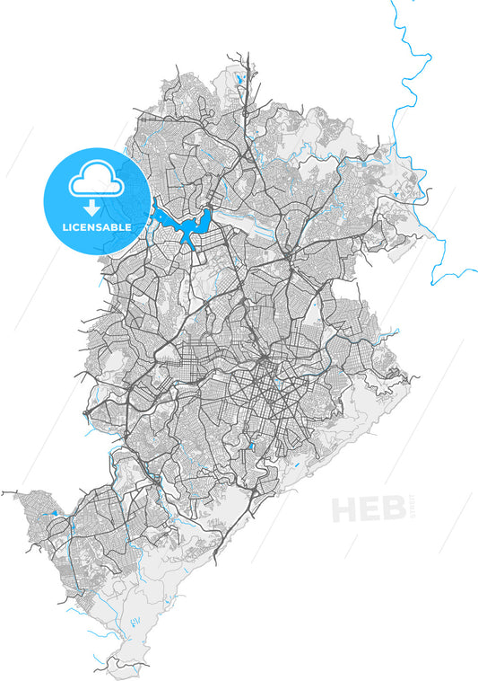 Belo Horizonte, Brazil, high quality vector map