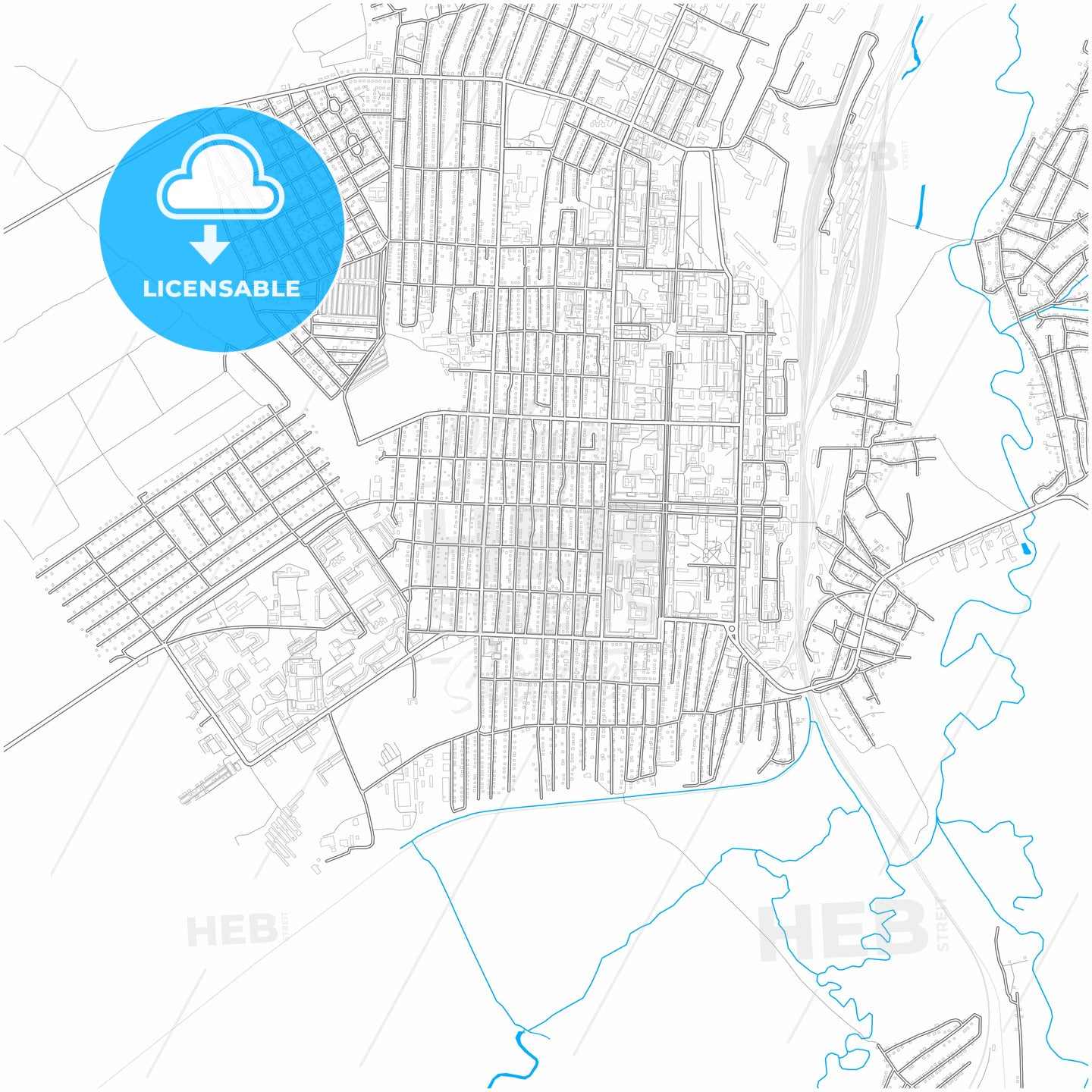 Belovo, Kemerovo Oblast, Russia, city map with high quality roads.