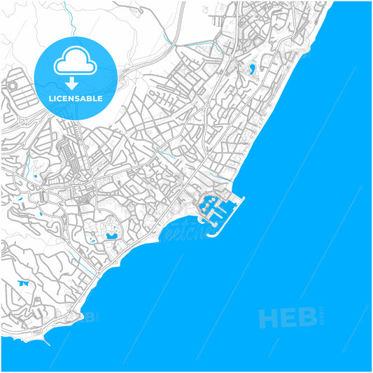 Benalmádena, Málaga, Spain, city map with high quality roads.