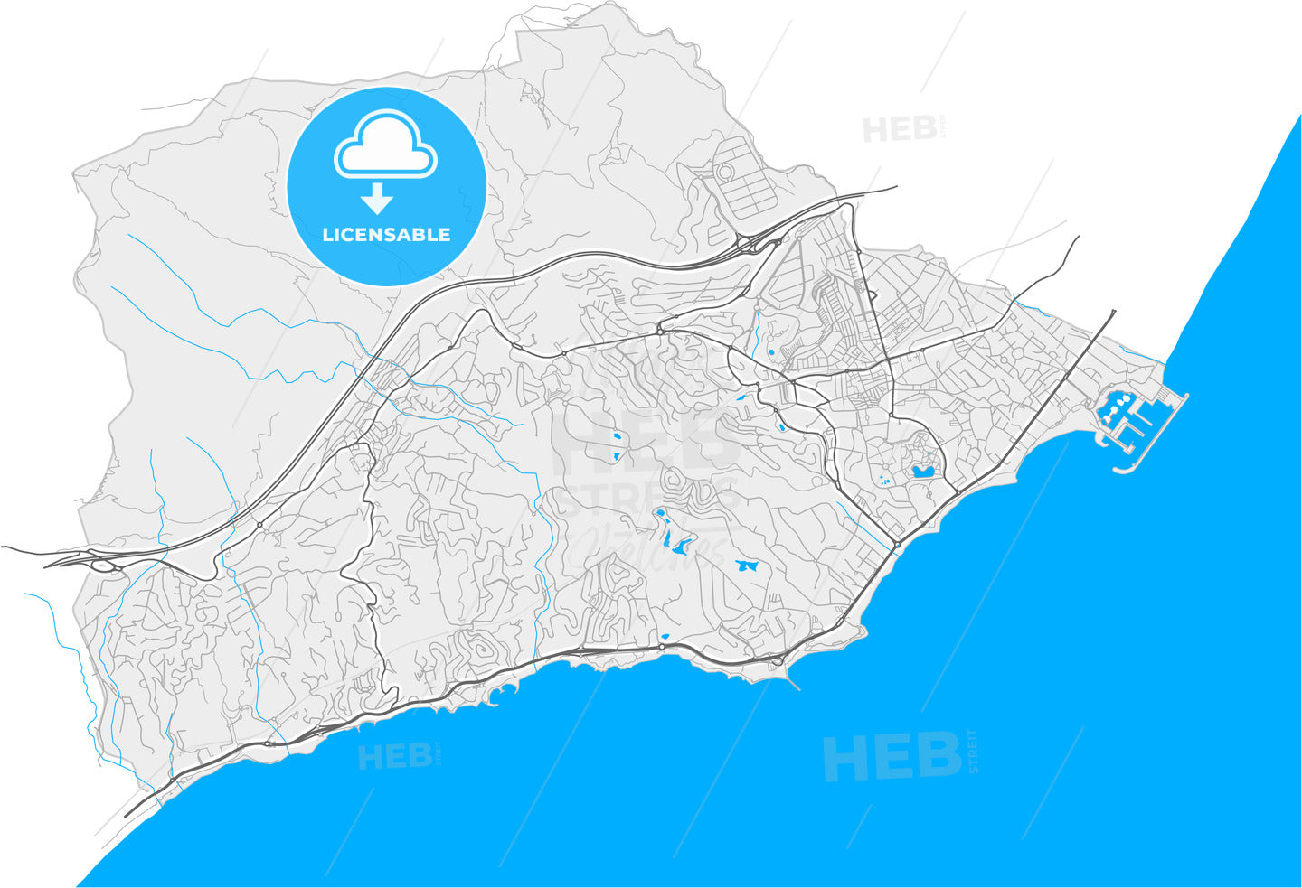 Benalmádena, Málaga, Spain, high quality vector map