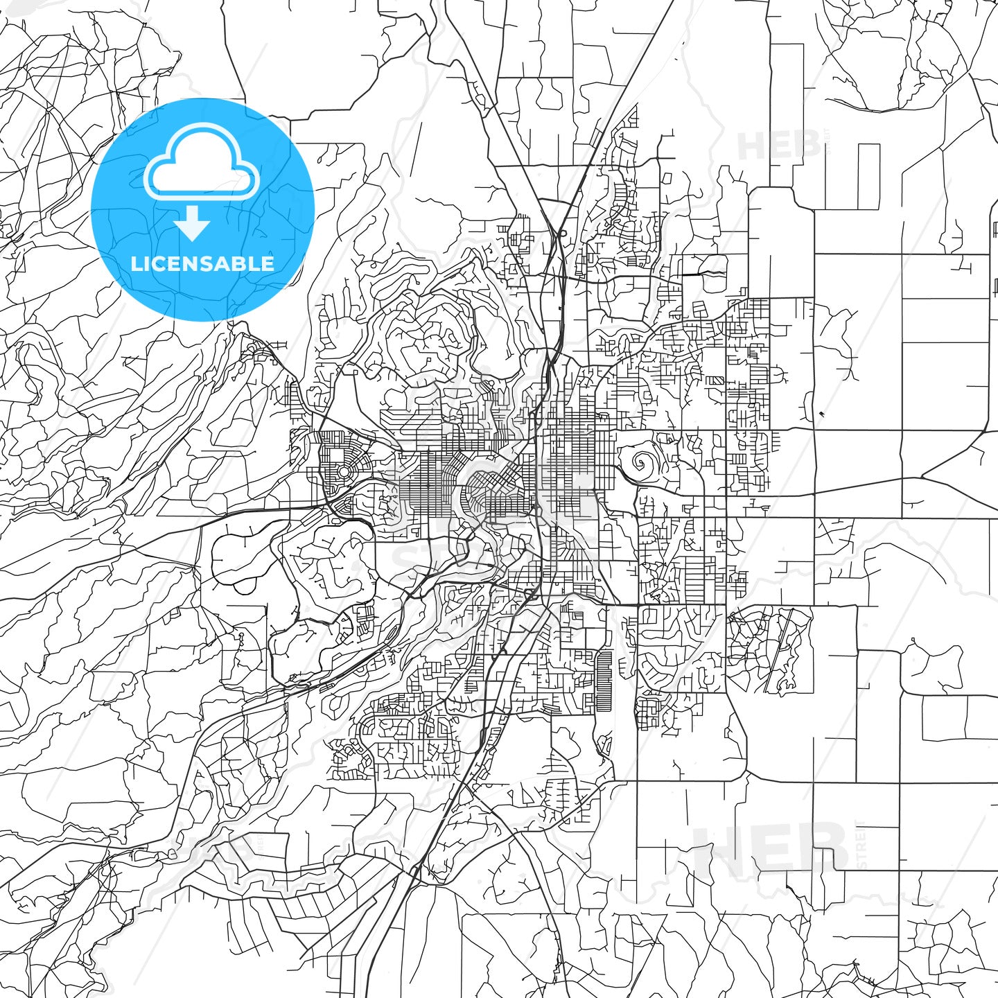 Bend, Oregon - Area Map - Light - HEBSTREITS