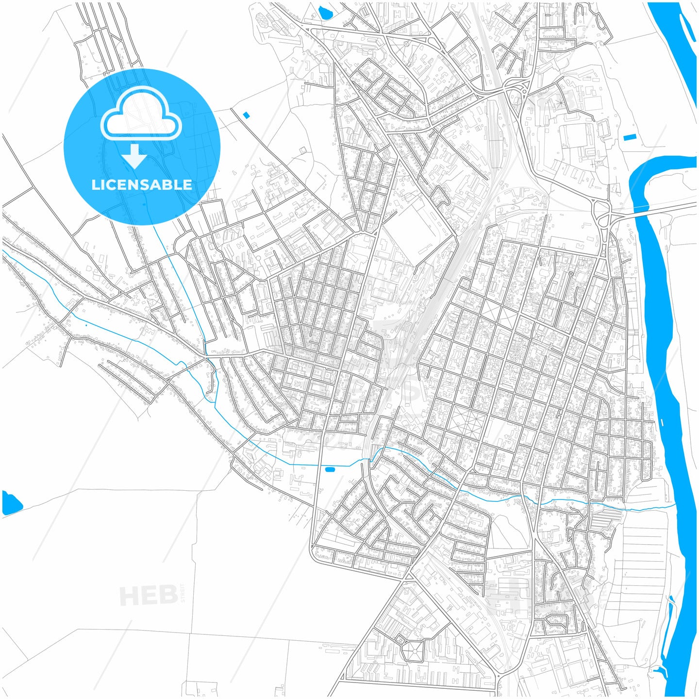 Bender (Tighina), Bender municipality, Moldova, city map with high quality roads.