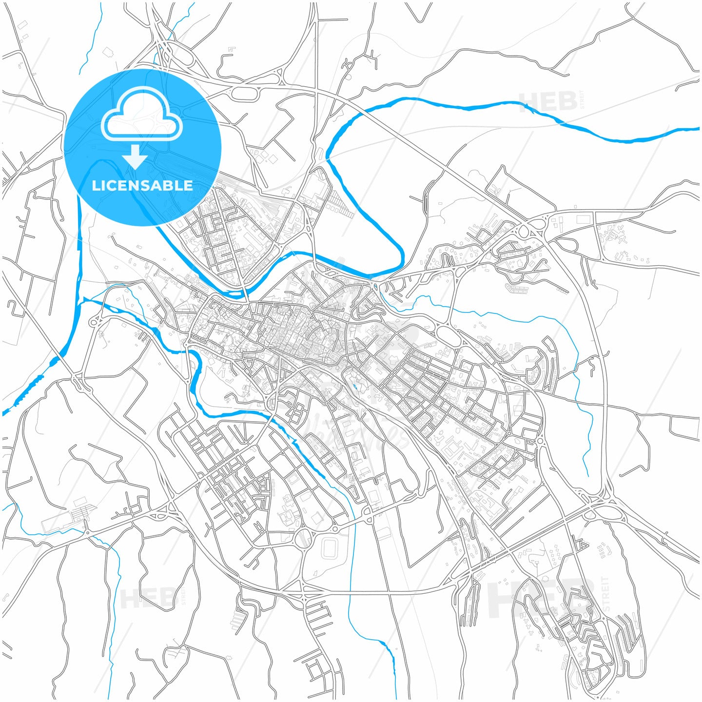 Benevento, Campania, Italy, city map with high quality roads.