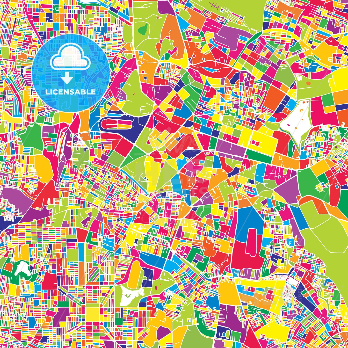 Bengaluru, India, colorful vector map