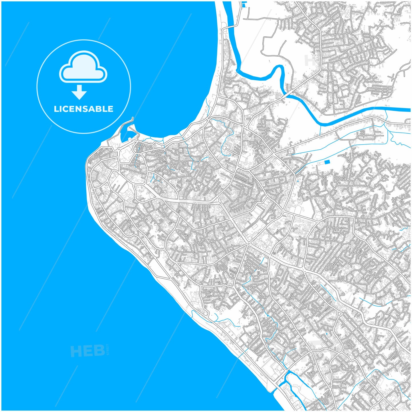 Bengkulu, Bengkulu, Indonesia, city map with high quality roads.