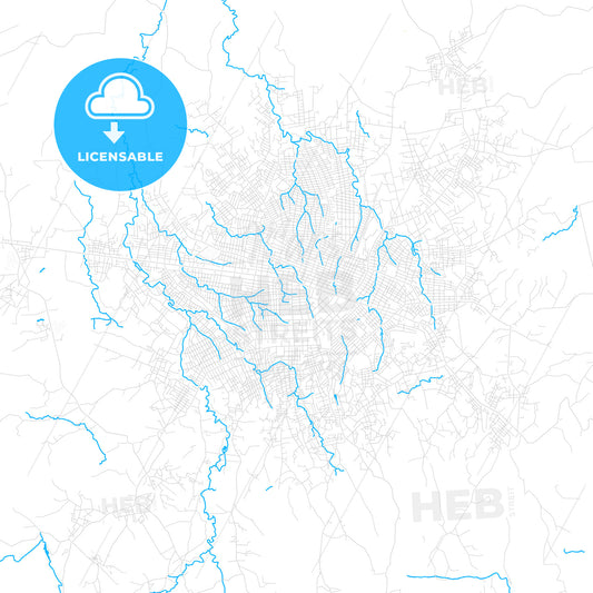Beni, DR Congo PDF vector map with water in focus