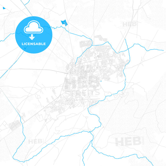 Beni Mellal, Morocco PDF vector map with water in focus