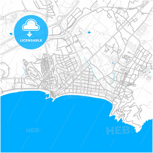 Benidorm, Alicante, Spain, city map with high quality roads.