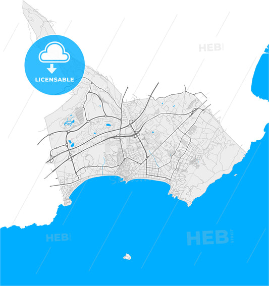 Benidorm, Alicante, Spain, high quality vector map