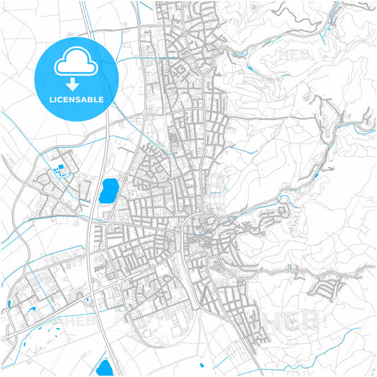 Bensheim, Hesse, Germany, city map with high quality roads.