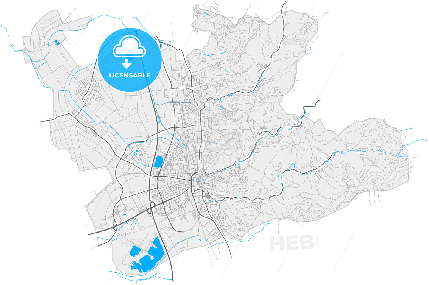 Bensheim, Hesse, Germany, high resolution vector map - HEBSTREITS