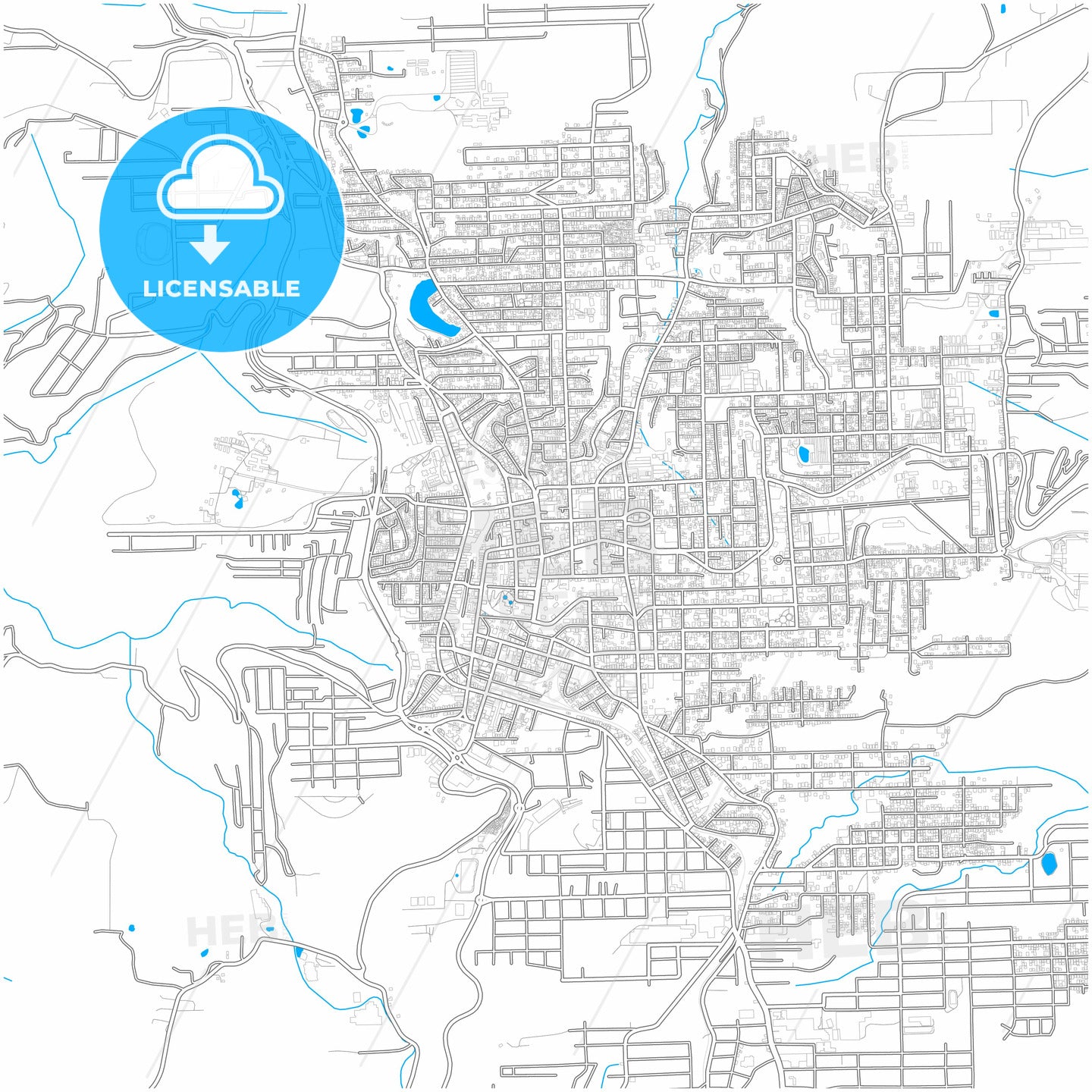 Bento Goncalves, Brazil, city map with high quality roads.