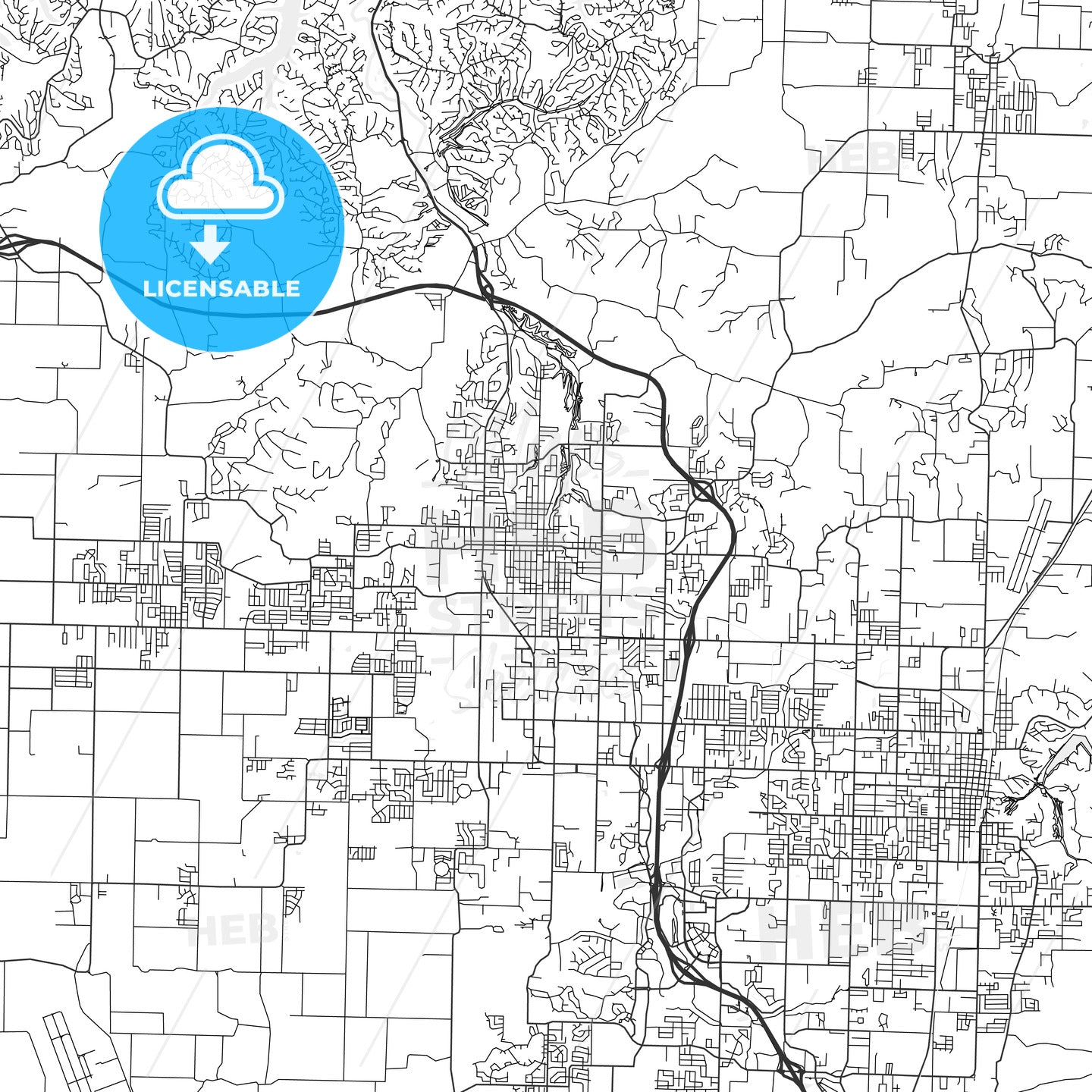 Bentonville, Arkansas - Area Map - Light