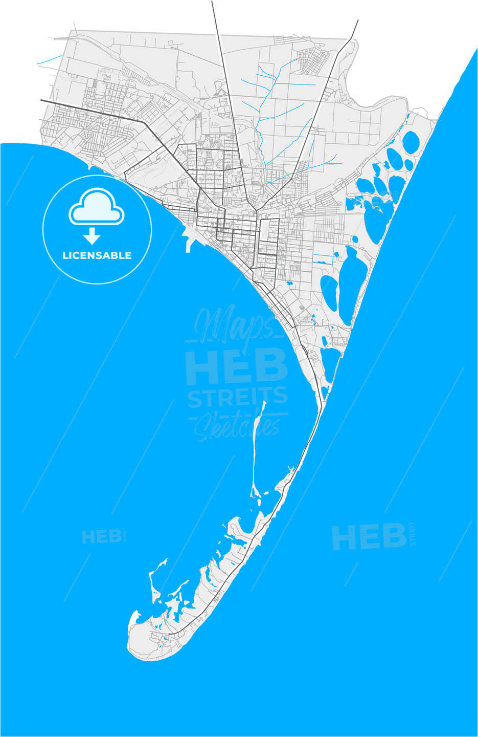 Berdiansk, Zaporizhia Oblast, Ukraine, high quality vector map