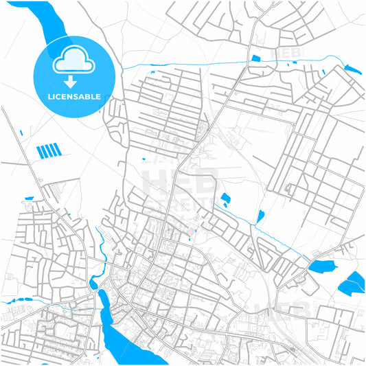 Berdychiv, Zhytomyr Oblast, Ukraine, city map with high quality roads.