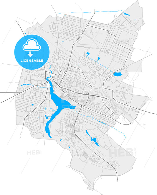 Berdychiv, Zhytomyr Oblast, Ukraine, high quality vector map