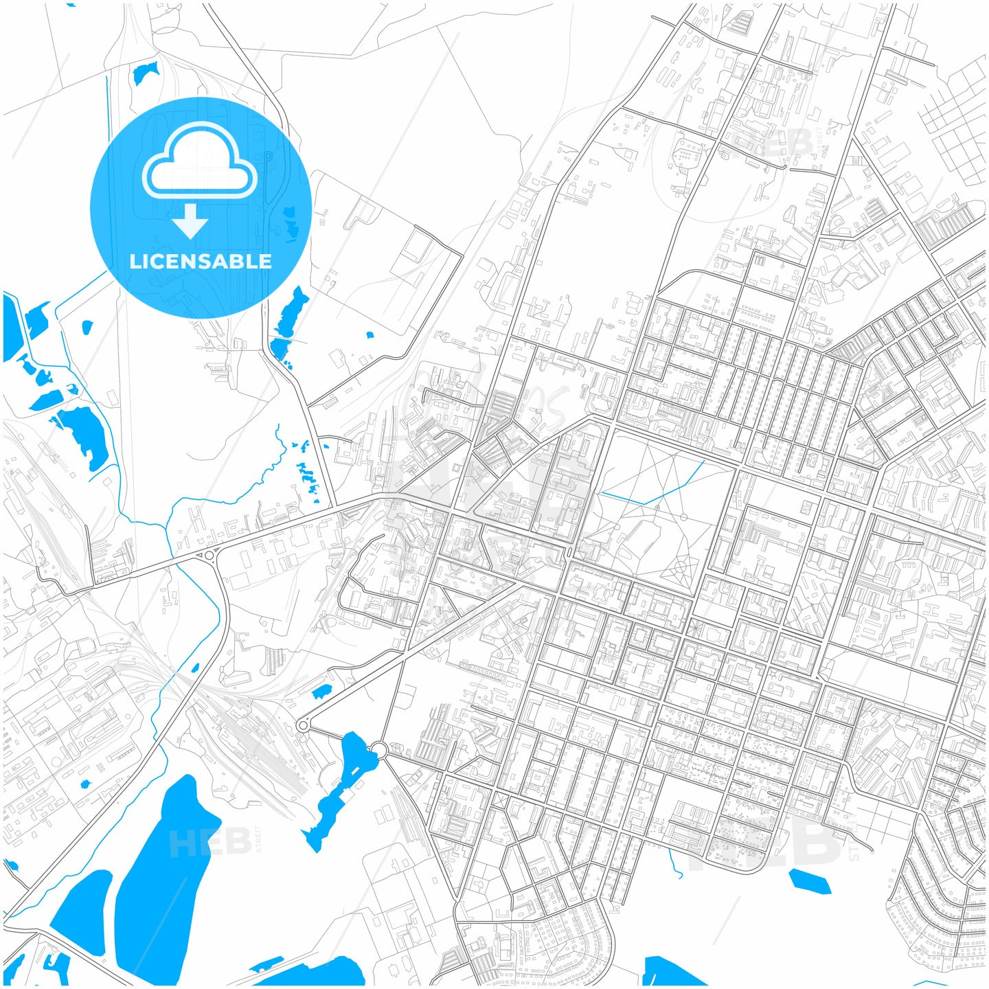 Berezniki, Perm Krai, Russia, city map with high quality roads.