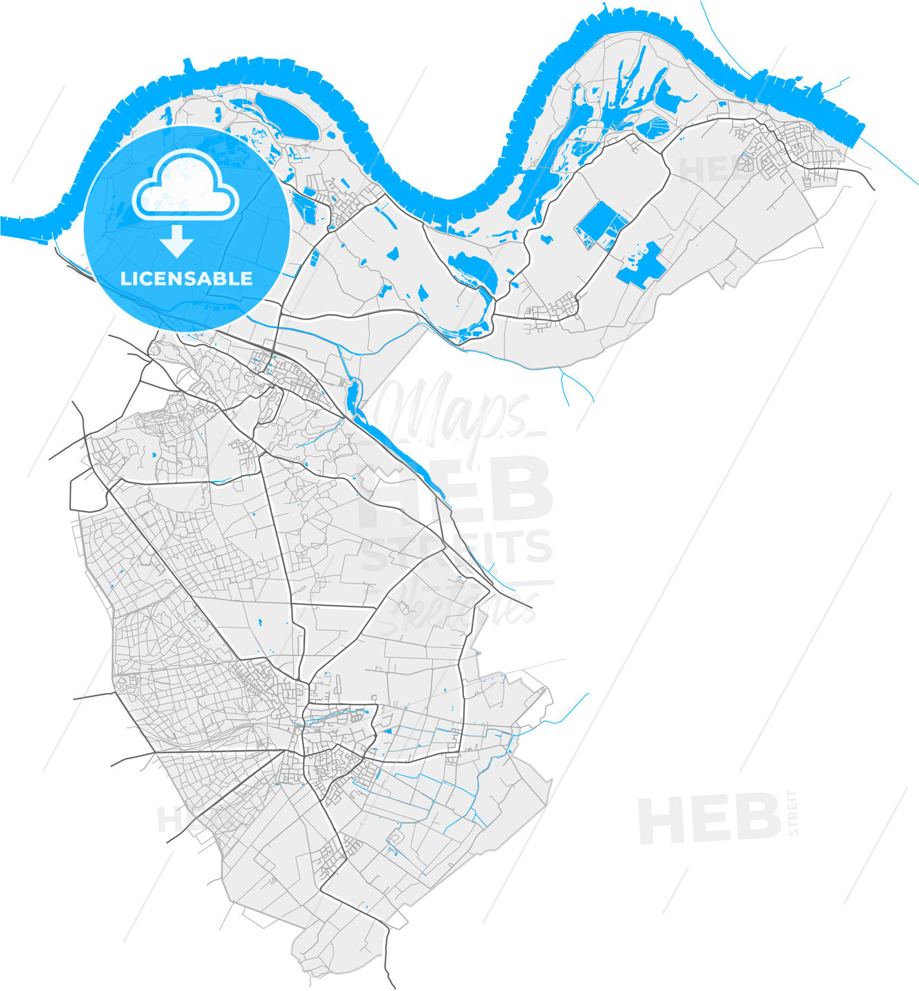 Berg en Dal, Gelderland, Netherlands, high quality vector map