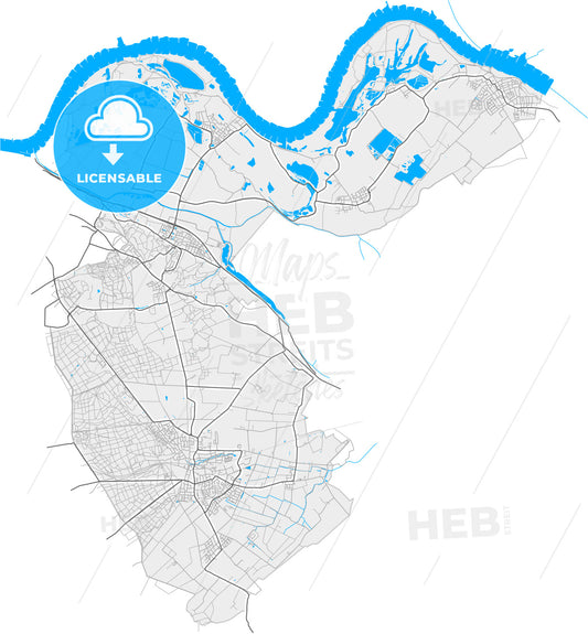 Berg en Dal, Gelderland, Netherlands, high quality vector map