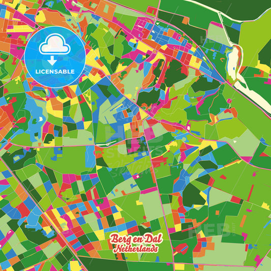 Berg en Dal, Netherlands Crazy Colorful Street Map Poster Template - HEBSTREITS Sketches