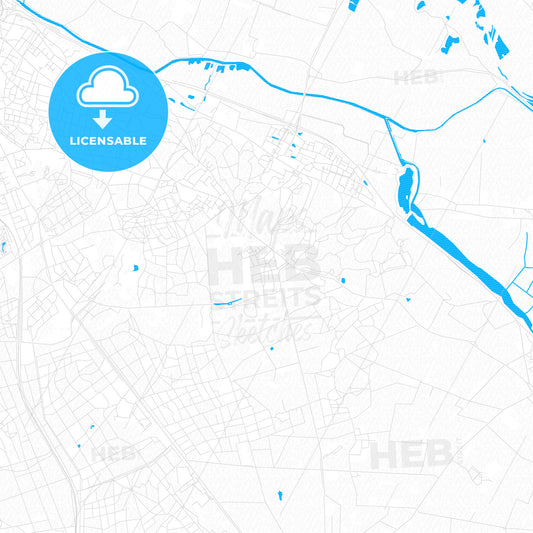 Berg en Dal, Netherlands PDF vector map with water in focus